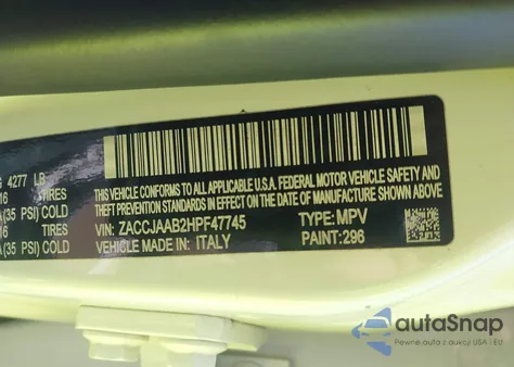 2017 Jeep Renegade Sport Fwd z USA, uszkodzony, nr VIN ZACCJAAB2HPF47745